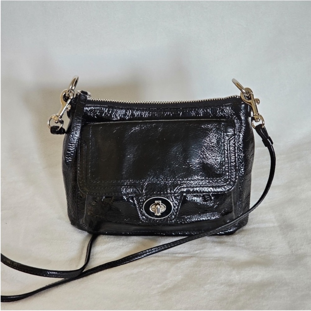 EUC - COACH Poppy Black Patent Leather Crossbody Bag